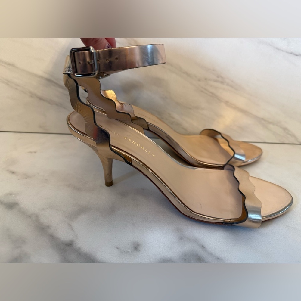 Loeffler Randall Metallic Scalloped Ankle Strap Heels Size 9 - Picture 7 of 12